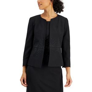 Embellished Waist Open Front Jacket Black / 10